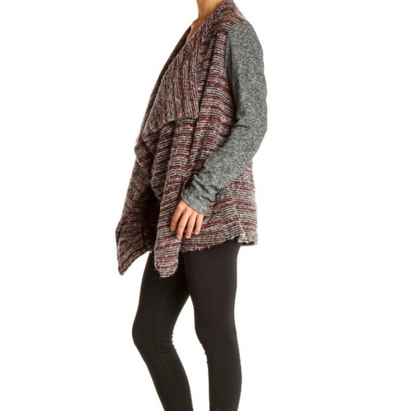 LUCKY Brand Waterfall Cardigan Chunky Knit Open Drape Sweater Wool Blend Cozy - Picture 8 of 14